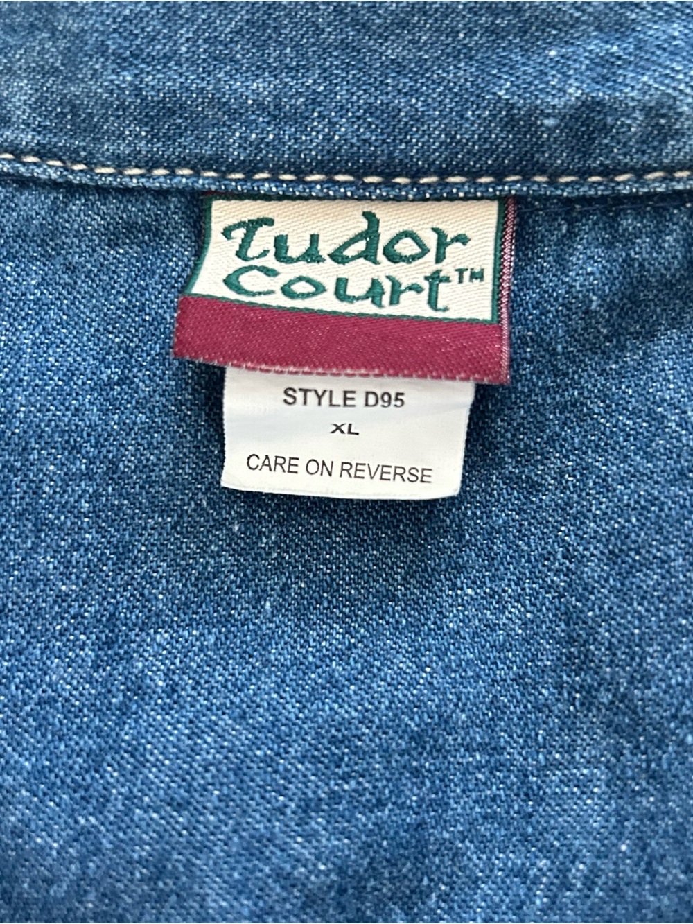 Tudor Court Women’s XL Denim Chore Jacket Blue Longline Button Front 100% Cotton - Picture 5 of 8